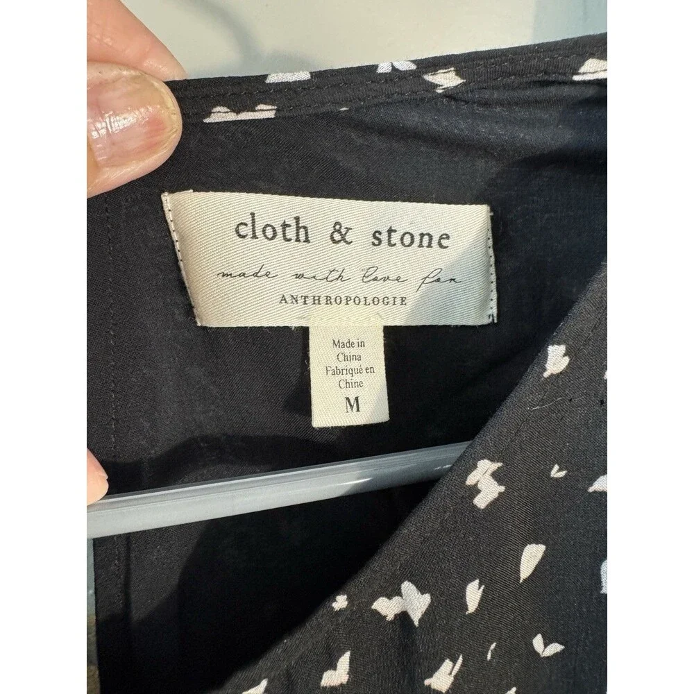Cloth & Stone | Anthropologie Black Print Dress Medium short sleeve